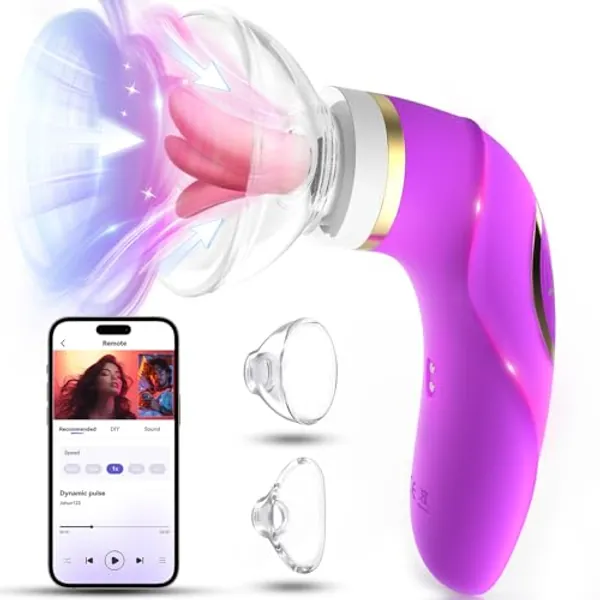 Vibration für Frauen Dildo Vibrator Sex Spielzeug für Paare Klitoris Lecken Sauger mit APP, Sexspielzeug Vibratorensets für Frauen Sex Stimulation mit 8 Saugen 5 Zungemodi Sex Spielzeug für die Frau