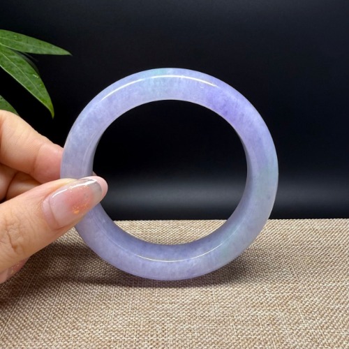 Genuine Burmese Lavender Green Jade Jadeite Bangle Bracelet ( 58mm ) | Default Title