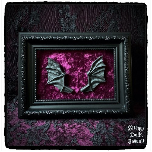 PRE-ORDER  - Bat Wings Vampire frame, purple gothic frame, faux taxidermy, Strange Dollz Boudoir