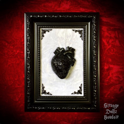 Anatomical heart frame, gothic home decor, anatomy frame, black and white decor