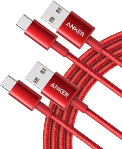 Anker USB to USB C Cable [2 Pack, 6FT], USB A to USB C Charger Cord for Samsung Galaxy S10 S10+, LG V30, Beats Fit Pro and More (USB 2.0, Red) - 6 Feet - Red - 2