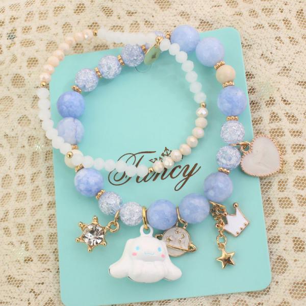 [$8.57]Cinnamoroll/Pom Pom Purin/My Melody/Pokonyan Inspired Small Bell Double Bracelets