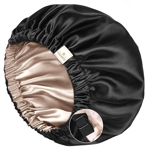 YANIBEST Silk Bonnet Satin Bonnet for Sleeping Women and Men, Adjustable Double Layer Hair Bonnet for Curly Braids Hair - Large - 03- champagne