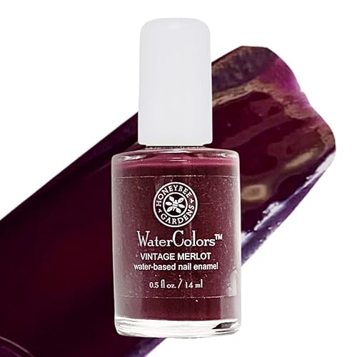 Honeybee Gardens Water-Based Nail Enamel, Vintage Merlot, Matte Deep Berry Red Wine, Eco-Friendly, Odorless & Vibrant Polish, 0.5 fl oz - Vintage Merlot - Matte Deep Berry Red Wine (Red)