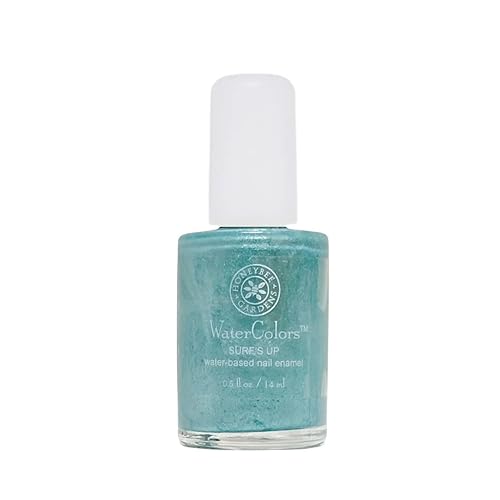 Honeybee Gardens Water-Based Nail Enamel, Surf's Up, Slight Iridescence & Matte Aquamarine, Eco-Friendly, Odorless & Vibrant Polish, 0.5 fl oz - Surf's Up - Slight Iridescence & Matte Soothing Aquamarine