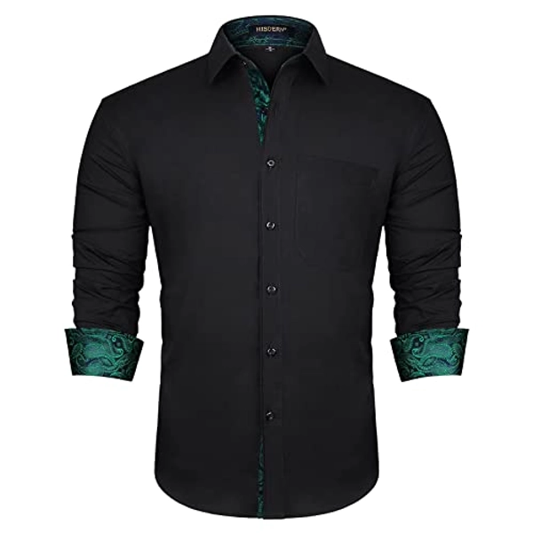 HISDERN Herren Hemd formelle Freizeithemd Businesshemden Freizeithemden Langarm Baumwolle Klassisch Regular Fit Hemden
