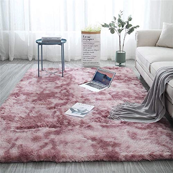 Aujelly Soft Area Rug Schlafzimmer Shaggy Teppich Zottige Teppiche Flauschige Bunte Batik-Teppiche Carpet Neu Rosa 180 x 270 cm
