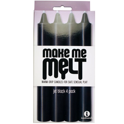 The 9's, Make Me Melt Sensual Warm-Drip Candles, 4 Pack - Jet Black