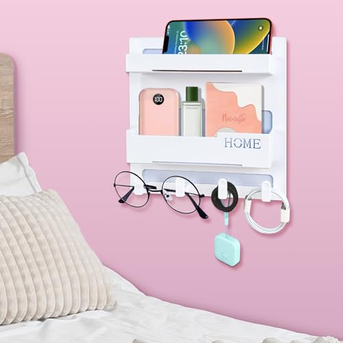 Floating Shelves for Bedside Shelf Accessories Organizer, Wall Mount Self Stick On, Cute Room Decor Aesthetic, Girls Room Decor, Cool Stuff for Bedroom Storage and Organization