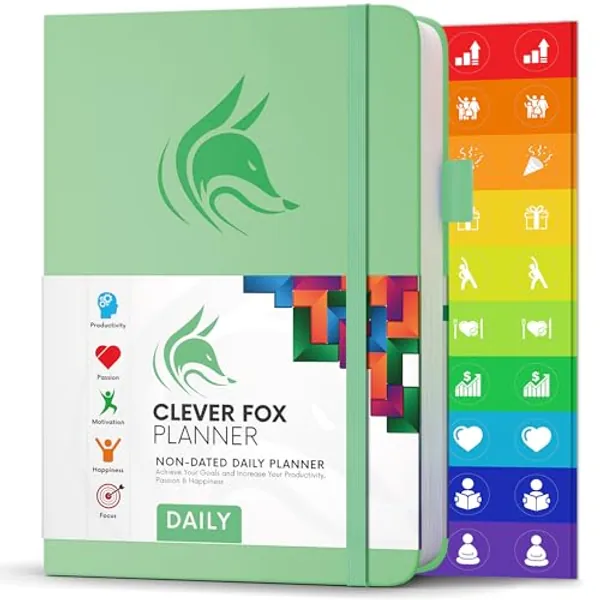 Clever Fox Daily Planner – Undated Planning Notebook with Hourly Schedule & To-Do List – Personal Day Task & Work Organizer, 6 Months (Mint Green)
