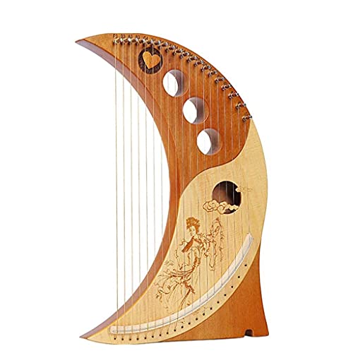 19 String Lyre Harp, Wooden Lyre Harp, Mahogany Wood Stringhumanized Design of the Moon Harps with Tuning Key/Instruction Manual for Beginners/Kids for Music Lovers, Children and Adults