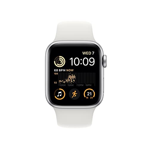 Apple Watch SE (2nd Gen) (GPS + Cellular 40mm) Silver Aluminium Case with White Sport Band, Regular (Renewed)