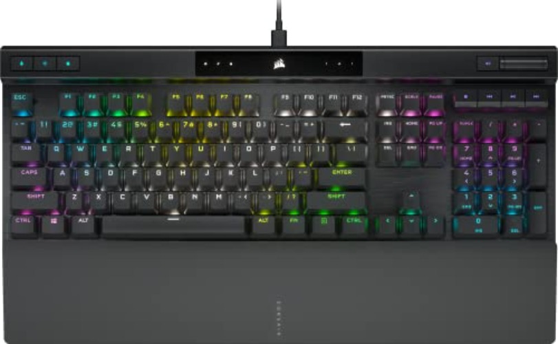 Corsair K70 PRO RGB Optical-Mechanical Gaming Keyboard - OPX Linear Switches, PBT Double-Shot Keycaps, 8,000Hz Hyper-Polling, Magnetic Soft-Touch Palm Rest - NA Layout, QWERTY - Black - K70 RGB PRO - OPX Optical (Linear & Fast) - Black