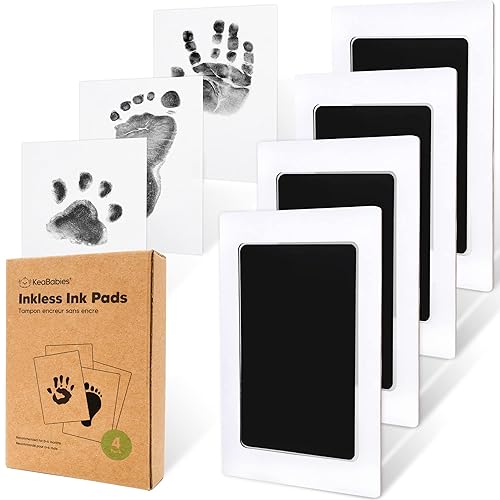 4-Pack Inkless Hand and Footprint Kit - Ink Pad for Baby Hand and Footprints - Dog Paw Print Kit,Dog Nose Print Kit - Baby Footprint Kit, Clean Touch Baby Foot Printing Kit, Handprint Kit (Jet Black) - Jet Black - 4-Pack