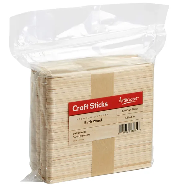 Popsicle Sticks for Crafts 200 Pcs 4.5 inch Wax Sticks Tongue Depressors Natural Wood Sticks Craft Sticks Popsicle Sticks for Food Ice Cream Sticks Cakesicle Sticks