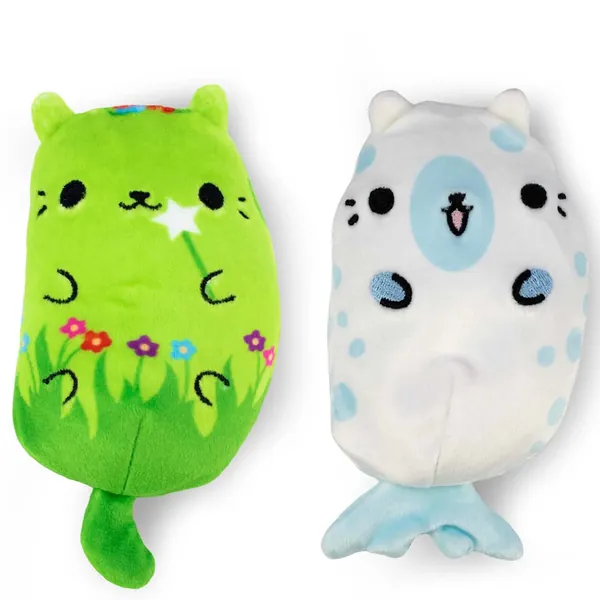 Cats vs Pickles - Pixie Kitty & Pup Cat - 2-Pack - 4" Squishy Bean Filled Plushies! Collect These as Stocking Stuffers, Fidget Toys, or Sensory Toys! Great Gift for Kids, Boys, and Girls!