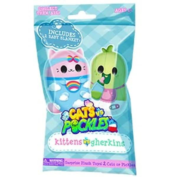 Kittens vs Gherkins - Mystery Bag - Contains 1 Pair of 3" Bean Filled Plushies! Collect These as Stocking Stuffers, Fidget Toys or Sensory Toys. Great for Kids, Boys, & Girls - Collect Them All!