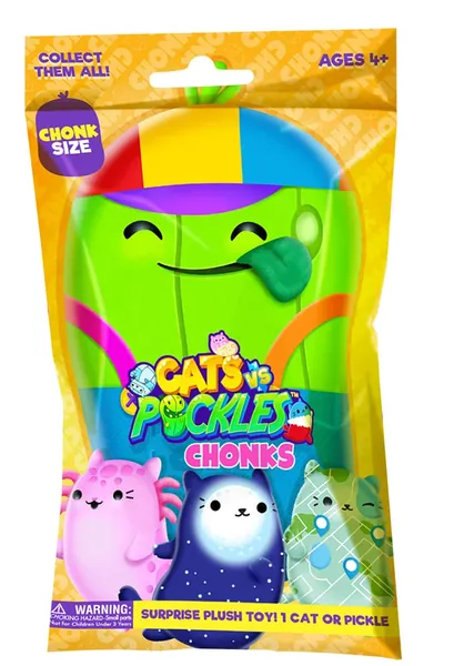 Cats vs Pickles - Chonks - 1pc Mystery Bags - 6" Super-Soft & Bean-Filled Plushies! Collect These as Desk Pets, Fidget Toys, or Sensory Toys. Great Gift for Kids, Boys, & Girls - Collect Them All!