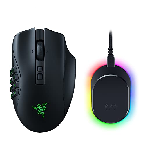 Razer Naga V2 Pro Wireless MMO Gaming Mouse + Razer Mouse Dock Pro with Wireless Charging Puck Bundle - Mouse + Charging Dock