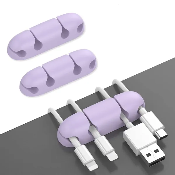 AhaStyle 3 Pack Cable Holder Compact Design Desk Cable Clip Strong Self-Adhesive Cable Management Cord Organizer Earphone Holder for Organizing USB Cable/Power Cord/Wire Home and Office (Lavender)