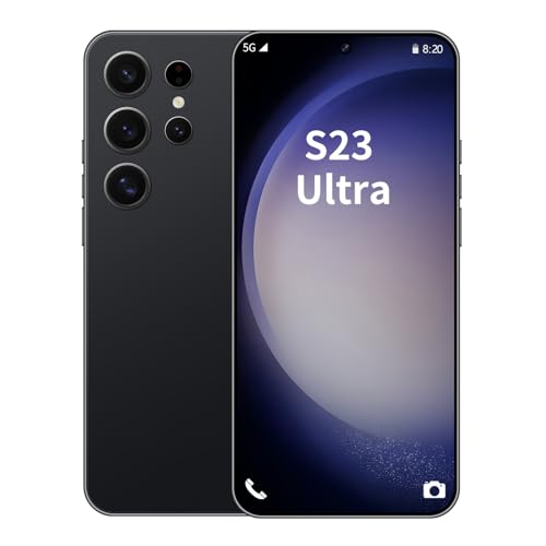 Phone S23 Ultra Cellphone Android 13 Smart Mobile Phone 8-core 8GB+256GB Cell Phone 6.8-inch HD Screen Mobile Phone 50MP+24MP Camera 6800 mAh Extra Large Battery (Midnight Black) - Midnight Black
