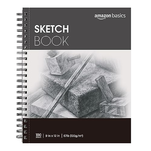 Amazon Basics Sketch Pad, 9"x12", 67 lb. / 100 gsm, 100 Sheets, White - 9"x12"