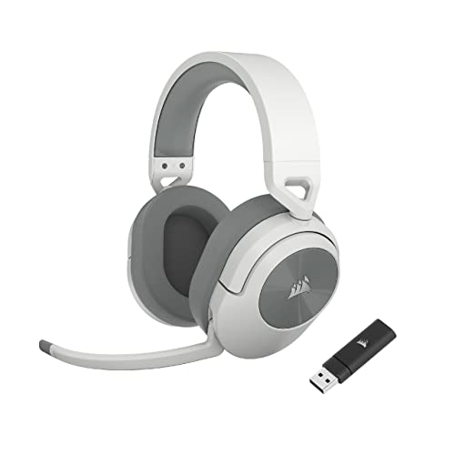 Corsair HS55 Wireless Gaming Headset - Low-Latency 2.4GHz Wireless or Bluetooth®, Dolby® Audio 7.1 Surround Sound, Lightweight, Omni-Directional Microphone, On-Ear Audio Controls - White - White