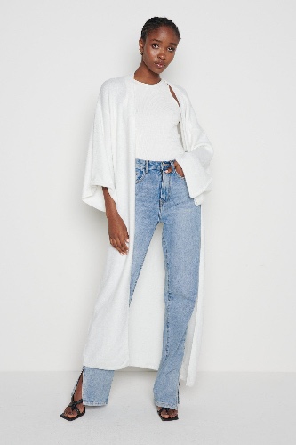 Jean Kimono Sleeve Maxi Cardigan - Cream | XS