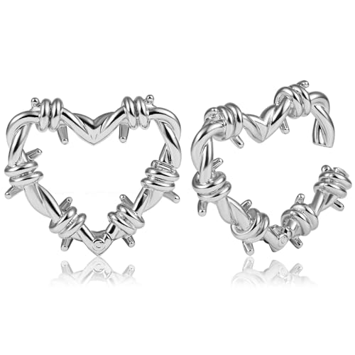 Vankula Ohr Gewichte Hangers Flesh Tunnel Weights Herz Edelstahl für männer damen Ohrpiercing Gestreckte Schmuck 4mm 5mm 6mm 12mm - 4mm Silber