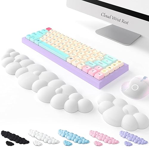 Keyboard Cloud Wrist Rest 2PCS, High Density Memory Foam Keyboard Palm Rest, Ergonomic Keyboard Pad Wrist Support for Pain Relief, Mouse Pad Rest Support for Office/Computer/Laptop/Gaming/Mac,White - Cloud Wrist Rest - White