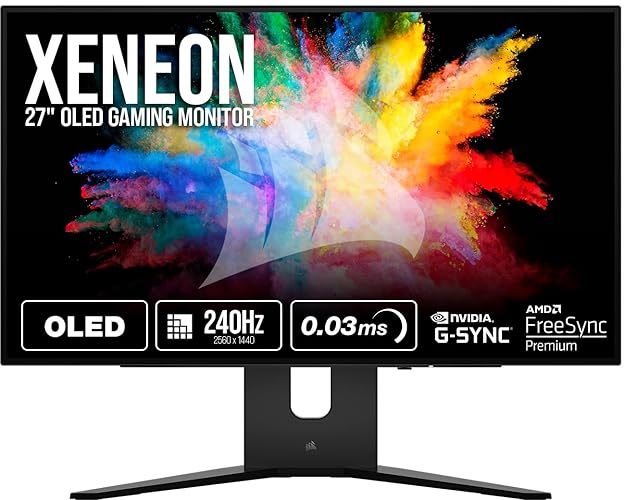 Corsair XENEON 27QHD240 27-Inch OLED Gaming Monitor - 2560 x 1440, 240Hz, 1ms, FreeSync Premium, HDR10, DisplayPort, HDMI, USB-C - QHD - 240Hz - 27" OLED