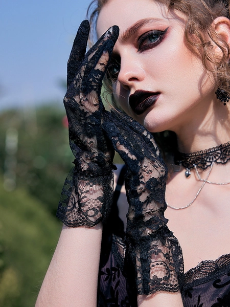 ROMWE Goth Luvas renda floral