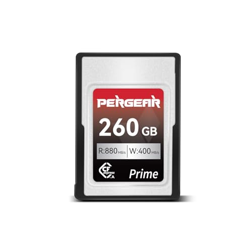PERGEAR Professional 260GB CFexpress Type A Speicherkarte, bis zu 880 MB/s Lesegeschwindigkeit und 900 MB/s Schreibgeschwindigkeit für 4K 120P, 8K 30P Aufzeichnung - 260GB