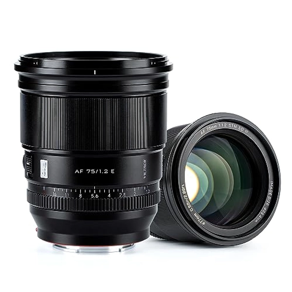 VILTROX 75mm f/1.2 F1.2 PRO Autofokus Objektiv für Sony E-Mount Ultra Weitwinkel APS-C Prime Objektiv kompatibel mit Sony E-Mount spiegellosen Kameras A7M/R/S Serie A7Cc A9 A1 A6x00 Fs5