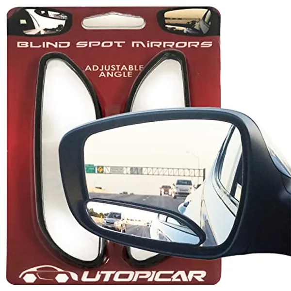 Utopicar Long Blind Spot Car Mirror - Aesthetic Convex Blindspot Mirrors, Engineered Design for Side Mirror (Blindspot), Up/Down Adjustable Car Blind Spot Mirror, Rear View Blind Spot Mirrors (2 Pack)