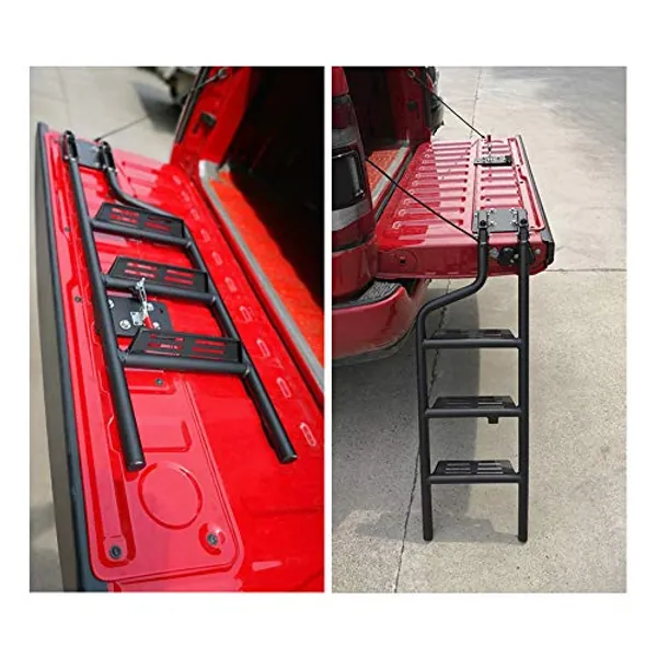 DUOYU Universal Foldable Tailgate Ladder Accessories Aluminium Alloy Tailgate Step Ladder Kit Fit for Pickup Truck（F150/Raptor/Ranger/Tacoma/Ram1500...）