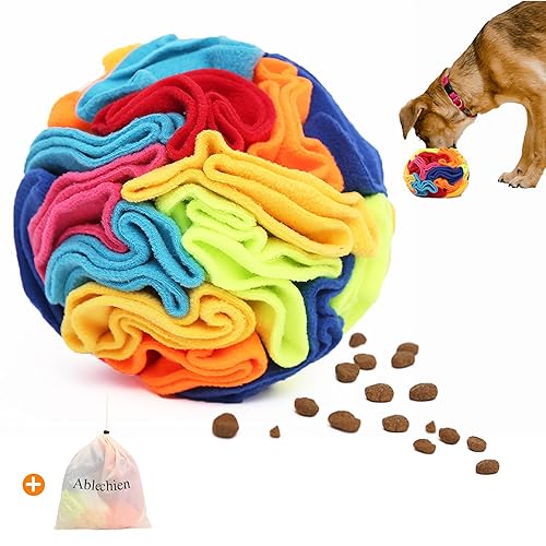 Ablechien Snuffle Ball - Snuffle Ball for Dogs, Interactive Dog Puzzle Toy for Boredom and Stimulating Dog Puzzle Ball with Storage Bag Machine Washable - Medium Snuffle Ball