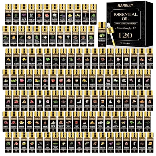 Essential Oils Set -120 Pcs Aromatherapy Essential Oil Kit for Diffuser, Humidifier, Massage, Skin Care, Candle Making - Fruity, Floral, Bakery, Mens, Woody & Herbal Essential Oil Set