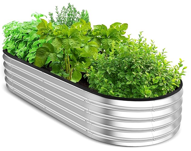 Utopia Home Galvanized Raised Garden Bed Kit 4x2x1ft, Planter Box Raised Garden Beds Outdoor, Easy Assembly Metal Raised Bed for Gardening Vegetables, Fruits, Flowers - Pack of 01 - Silver - 4 Ft - Silver