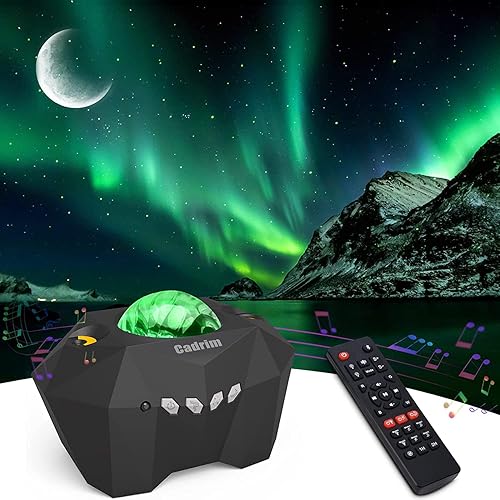 Cadrim Star Projector with Bluetooth Speaker Remote, Galaxy Projector Northern Lights Aurora Projector with Moon Star, Night Light Projector for Bedroom, Home Theater, Kids Adults Game, Room Parties - Aurora Projector Black