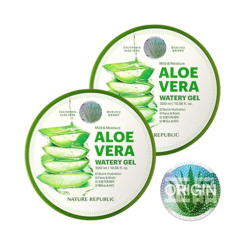 Nature Republic 2 PCS MILD & MOISTURE ALOE VERA WATERY GEL 10.56 fl. oz. Soothing Quick Hydration - 2PCS