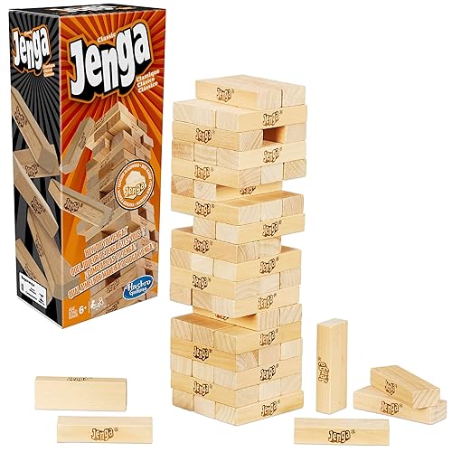 Jenga Game | The Original Wood Block Game with Genuine Hardwood Blocks | Stacking Tower Game | Ages 6+ | 1 or More Players | Party Games for Kids | Family Games - Jenga Classic