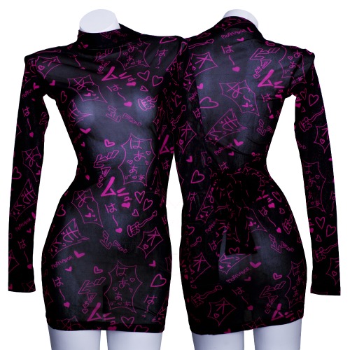 Mesh Manga Noises Dress - Pink / XS/S