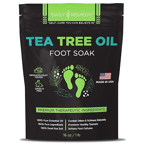 Tea Tree Oil Foot Soak with Epsom Salt - Made in USA - for Toenail Athletes Foot, Stubborn Foot Odor Scent, Softens Calluses & Soothes Sore Tired Feet - 16 Ounces - Tea Tree Oil - 1 Pound (Pack of 1)