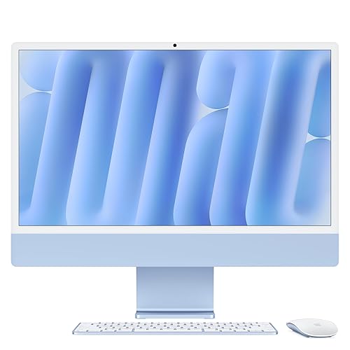 Apple 2024 iMac All-in-One Desktop Computer with M4 chip with 8-core CPU, 8-core GPU: Built for Apple Intelligence, 16GB Unified Memory, 256GB SSD Storage; Blue with AppleCare+ (3 Years) - Blue - with AppleCare+ (3 Years)