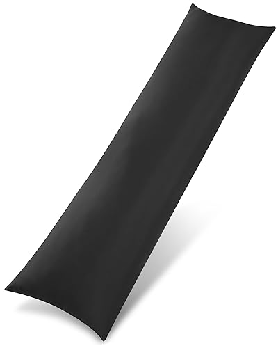 Utopia Bedding Bolster Pillow Pack of 1, (Double, 4Ft 6 Inch), Full Body Pillow, Soft Hollowfiber Filling, Long Pregnancy Pillow for Maternity Support and Side Sleeper (Black) - 50x135 cm (Pack of 1) - Black