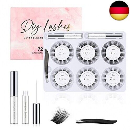 Augot Falsche Wimpern, 3D 6 Stile 72 Cluster Künstliche Wimpern Extensions Set   | eBay