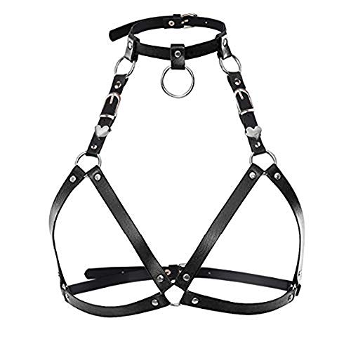 LIVE4COOL Women Harness Elastic Cupless Cage Bra Sexy Lingerie for Women Adjustable Hollow Out Crop Top Exotic Strap Bra - Black4