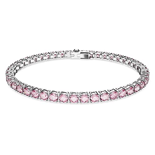 Swarovski Matrix Tennis Collection Bracelet - Rhodium plated,Zirconia, Pink - Small