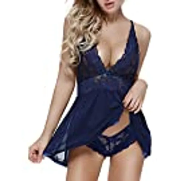 Charmnight Women Babydoll Sexy Lingerie Lace Sleepwear Nightwear Set
